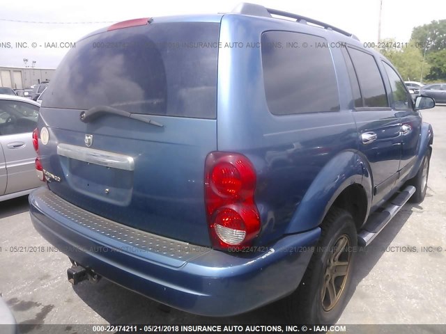 1D4HB48N26F137289 - 2006 DODGE DURANGO SLT BLUE photo 4