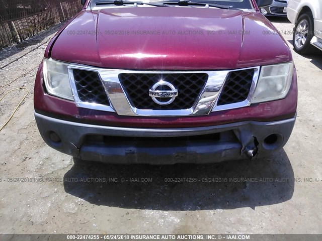 1N6BD06T36C403182 - 2006 NISSAN FRONTIER KING CAB XE BURGUNDY photo 6