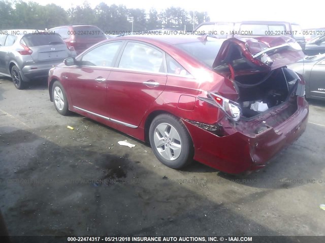 KMHEC4A49BA009231 - 2011 HYUNDAI SONATA HYBRID MAROON photo 3