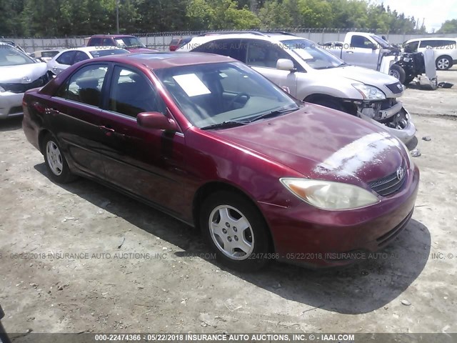 4T1BF30K02U013431 - 2002 TOYOTA CAMRY LE/XLE/SE ბურგუნდია ფოტო 1