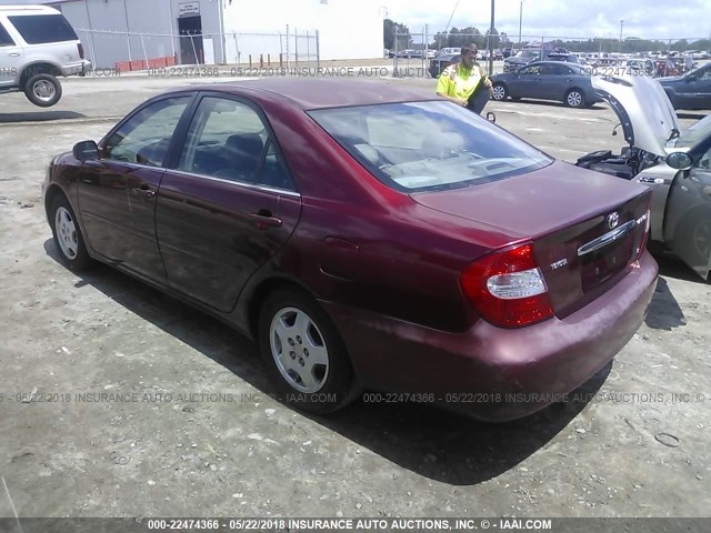 4T1BF30K02U013431 - 2002 TOYOTA CAMRY LE/XLE/SE ბურგუნდია ფოტო 3