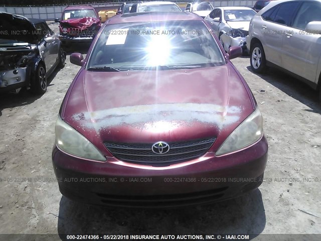 4T1BF30K02U013431 - 2002 TOYOTA CAMRY LE/XLE/SE ბურგუნდია ფოტო 6