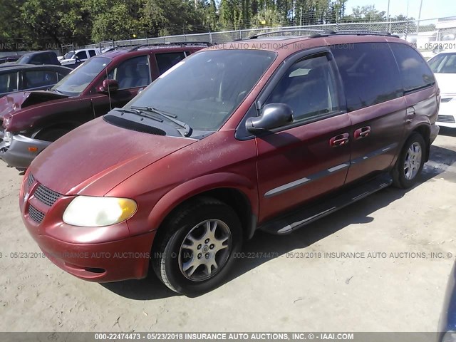 1D4GP45R14B510749 - 2004 DODGE CARAVAN SXT RED photo 2