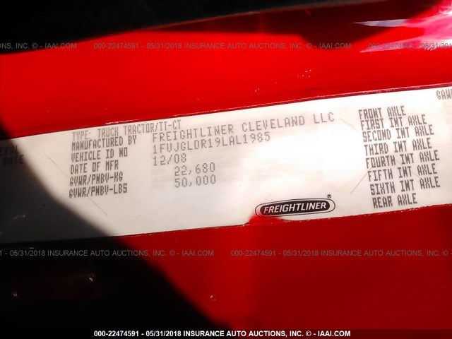 1FUJGLDR19LAL1985 - 2009 FREIGHTLINER CASCADIA 125  Unknown photo 10