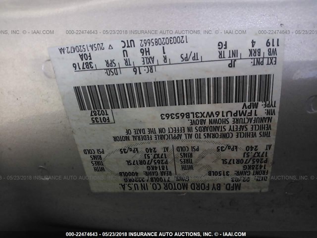 1FMPU16WX3LB65363 - 2003 FORD EXPEDITION XLT SILVER photo 9