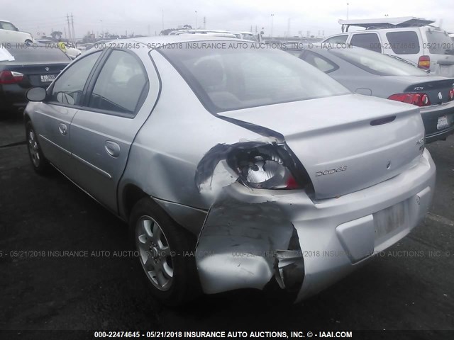 1B3ES56C55D162867 - 2005 DODGE NEON SXT SILVER photo 3