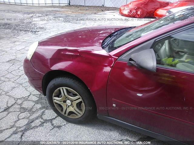 1G1ZS51F66F277574 - 2006 CHEVROLET MALIBU LS წითელი ფოტო 6
