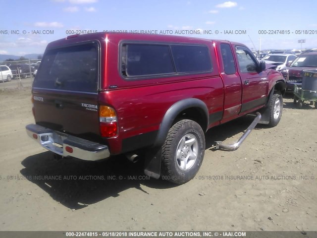 5TESM92N34Z365644 - 2004 TOYOTA TACOMA XTRACAB PRERUNNER წითელი ფოტო 4