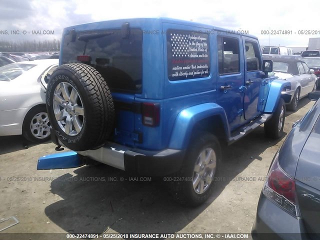 1C4BJWEG4FL657390 - 2015 JEEP WRANGLER UNLIMITE SAHARA BLUE photo 4