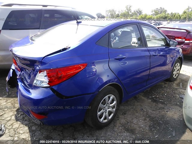 KMHCT4AE5CU122335 - 2012 HYUNDAI ACCENT GLS/GS BLUE photo 4