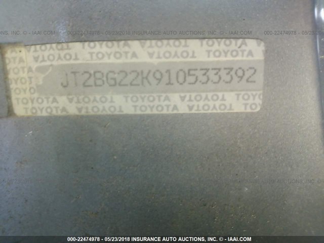 JT2BG22K910533392 - 2001 TOYOTA CAMRY CE/LE/XLE ნაცრისფერი ფოტო 9