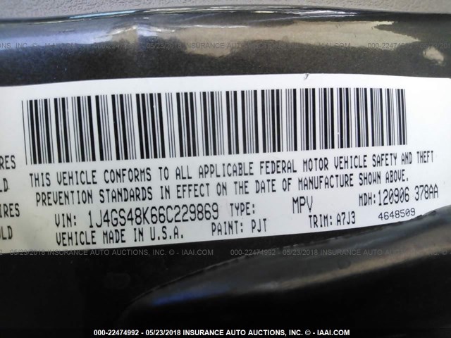 1J4GS48K66C229869 - 2006 JEEP GRAND CHEROKEE LAREDO/COLUMBIA/FREEDOM 棕色 照片 9