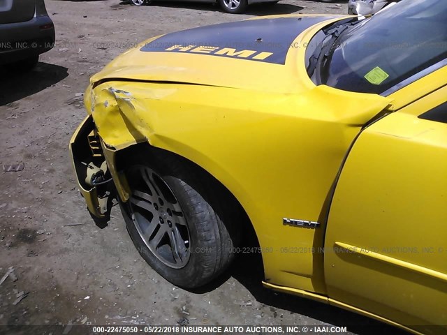 2B3LA53H76H338140 - 2006 DODGE CHARGER R/T YELLOW photo 6