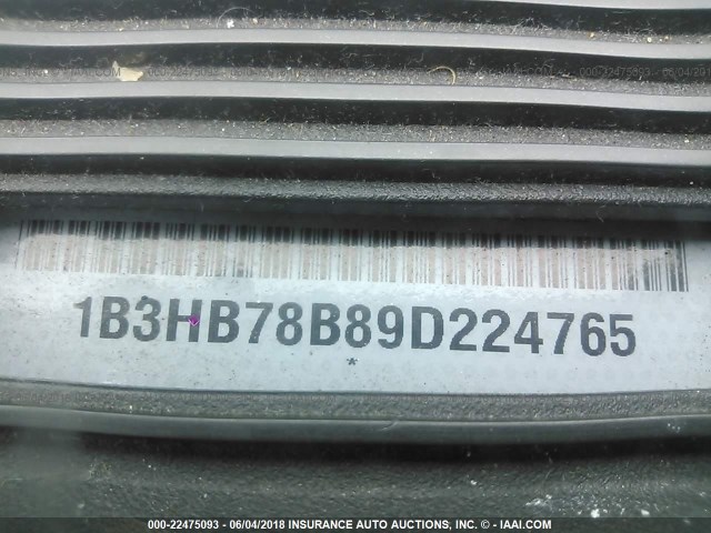 1B3HB78B89D224765 - 2009 DODGE CALIBER R/T SILVER photo 9