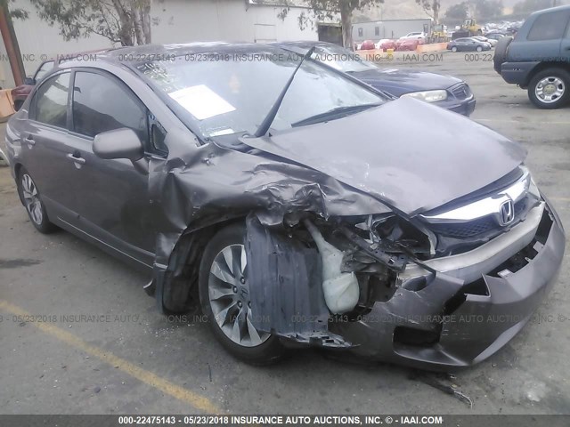 1HGFA16909L020877 - 2009 HONDA CIVIC EXL GRAY photo 1