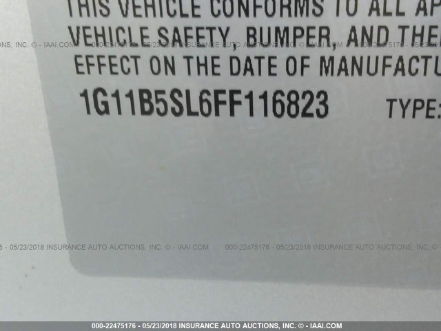 1G11B5SL6FF116823 - 2015 CHEVROLET MALIBU LS ვერცხლისფერი ფოტო 9