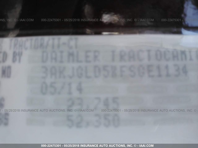 3AKJGLD5XFSGE1134 - 2015 FREIGHTLINER CASCADIA 125  MAROON photo 10