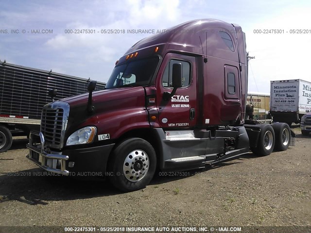 3AKJGLD5XFSGE1134 - 2015 FREIGHTLINER CASCADIA 125  MAROON photo 2