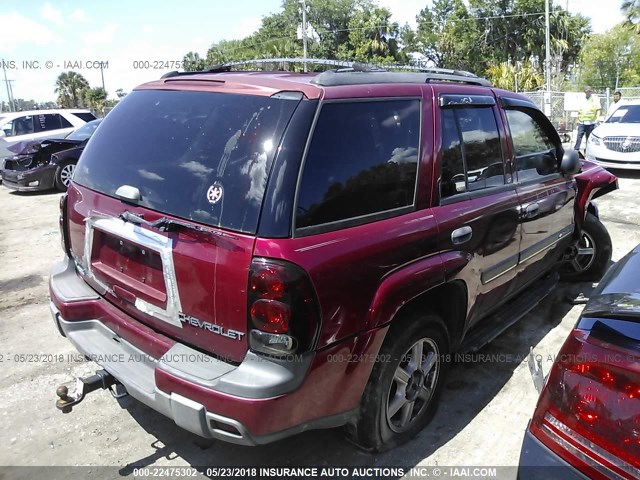 1GNDS13S722108791 - 2002 CHEVROLET TRAILBLAZER  RED photo 4