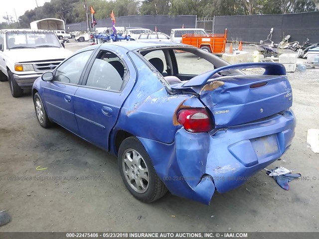 1B3ES56C34D530543 - 2004 DODGE NEON SXT BLUE photo 3