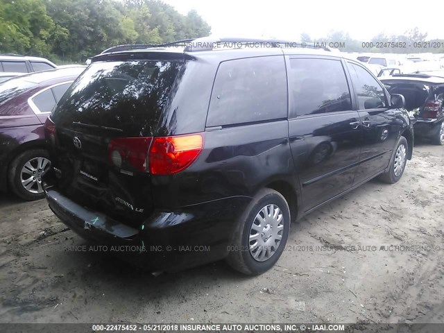 5TDZK23C68S220884 - 2008 TOYOTA SIENNA CE/LE BLACK photo 4