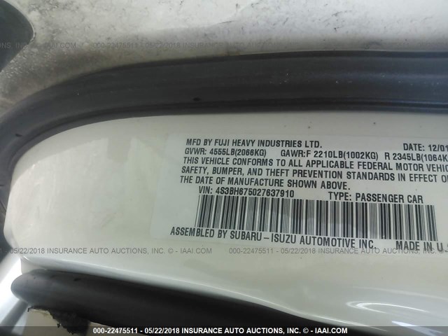 4S3BH675027637910 - 2002 SUBARU LEGACY OUTBACK AWP 棕色 照片 9