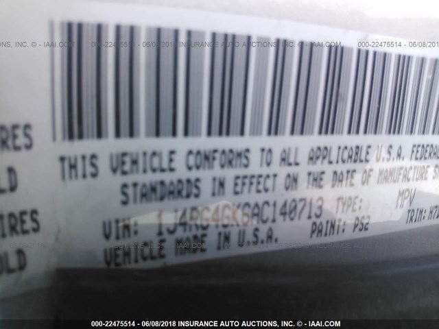 1J4RG4GK6AC140713 - 2010 JEEP COMMANDER SPORT ვერცხლისფერი ფოტო 9