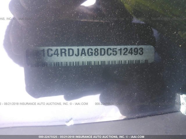 1C4RDJAG8DC512493 - 2013 DODGE DURANGO SXT GRAY photo 9