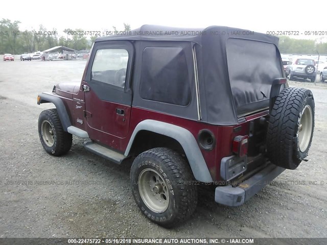 1J4FY19S9XP496621 - 1999 JEEP WRANGLER / TJ SPORT RED photo 3