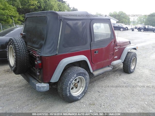 1J4FY19S9XP496621 - 1999 JEEP WRANGLER / TJ SPORT RED photo 4