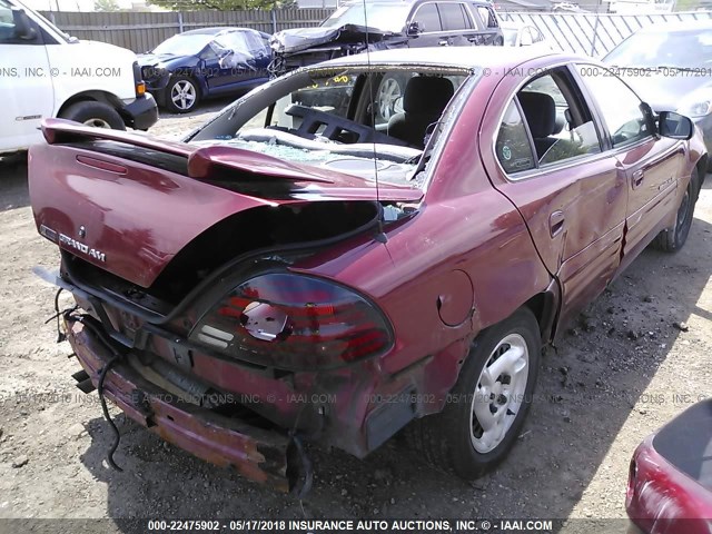 1G2NE52T71M634996 - 2001 PONTIAC GRAND AM SE MAROON photo 4