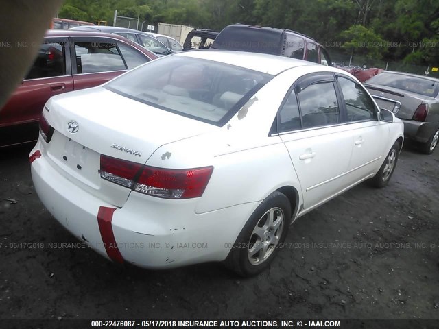 5NPEU46C66H174492 - 2006 HYUNDAI SONATA GLS/LX WHITE photo 4