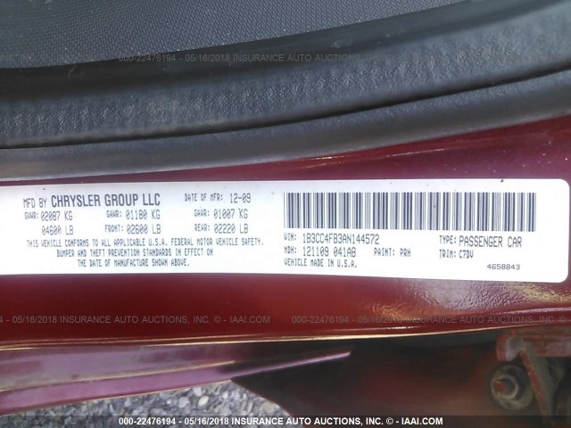 1B3CC4FB3AN144572 - 2010 DODGE AVENGER SXT RED photo 9