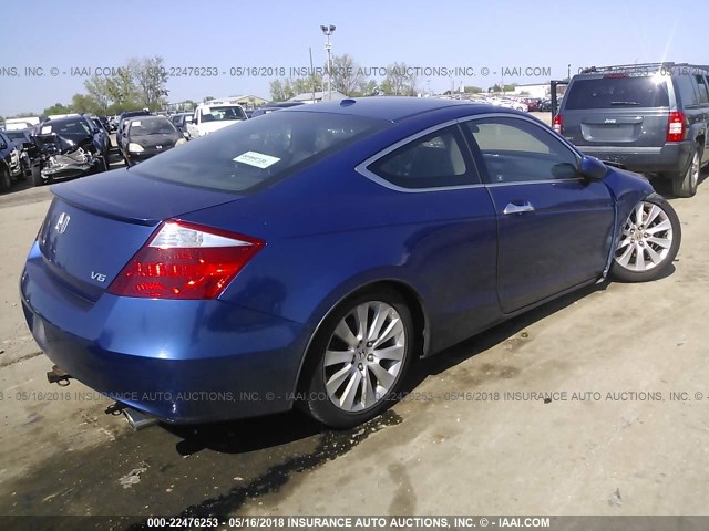 1HGCS22879A006988 - 2009 HONDA ACCORD EXL BLUE photo 4