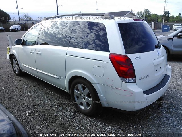 5N1BV28U05N117628 - 2005 NISSAN QUEST S/SE/SL WHITE photo 3