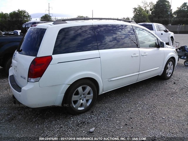 5N1BV28U05N117628 - 2005 NISSAN QUEST S/SE/SL WHITE photo 4