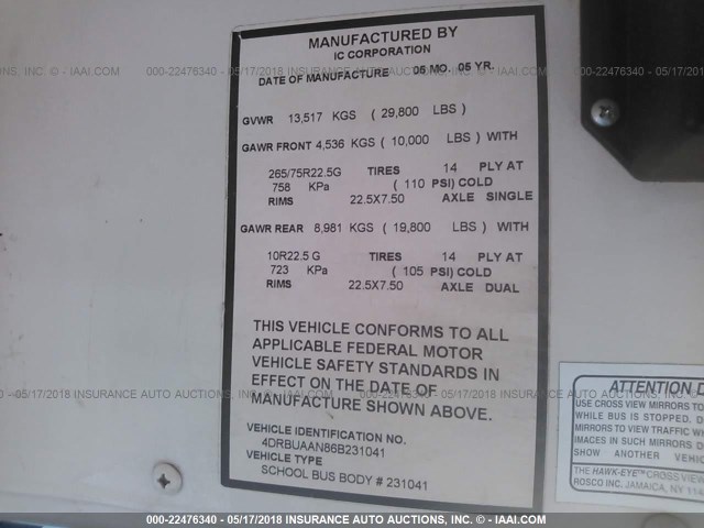 4DRBUAAN86B231041 - 2006 IC CORPORATION 3000 未知 照片 9