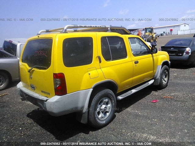 5N1ED28TXYC609302 - 2000 NISSAN XTERRA XE/SE YELLOW photo 4