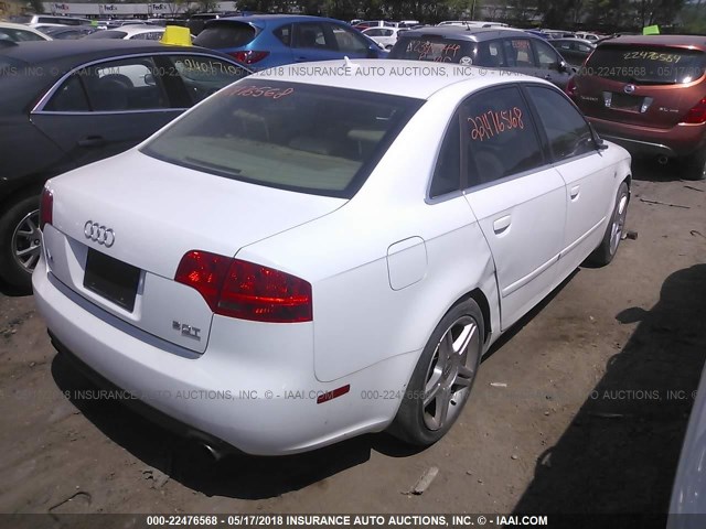 WAUDF78E27A043684 - 2007 AUDI A4 2.0T QUATTRO WHITE photo 4