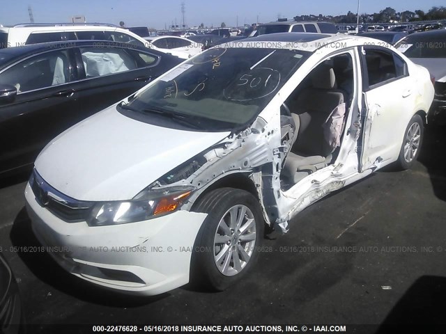 19XFB2F87CE392869 - 2012 HONDA CIVIC EX WHITE photo 2