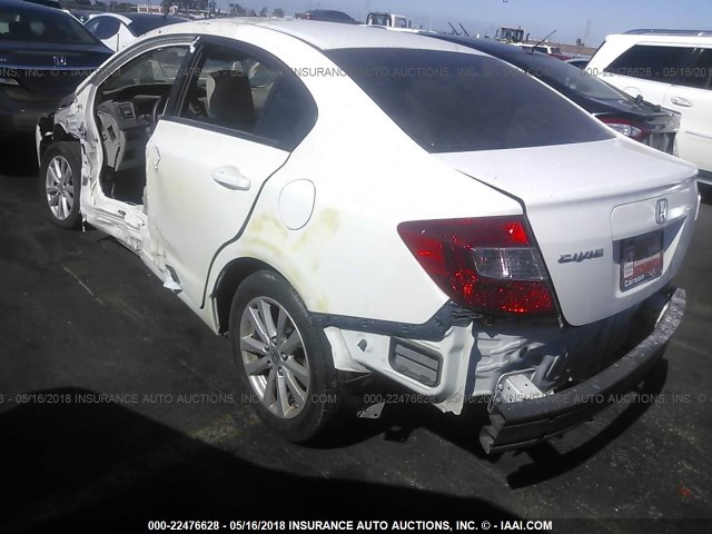 19XFB2F87CE392869 - 2012 HONDA CIVIC EX WHITE photo 3