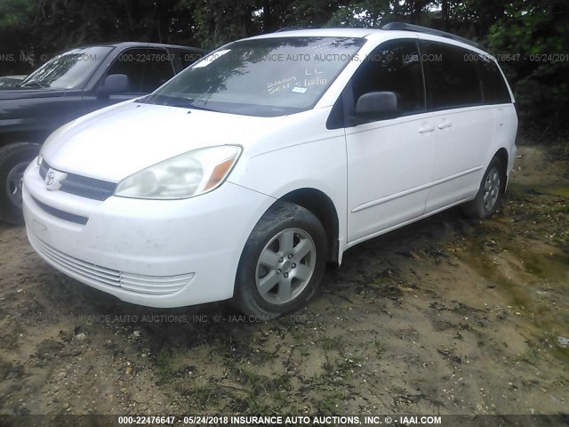 5TDZA23C95S378781 - 2005 TOYOTA SIENNA CE/LE WHITE photo 2