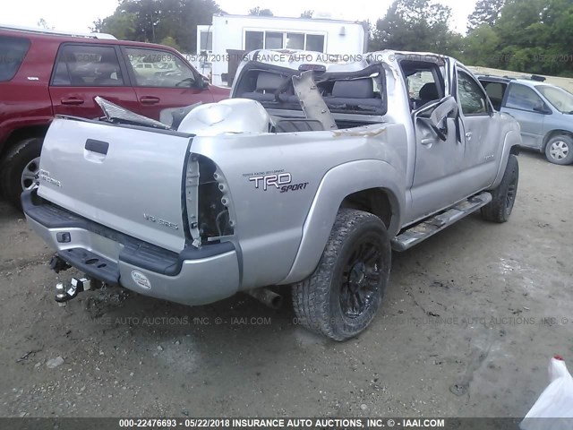 3TMLU42N35M002475 - 2005 TOYOTA TACOMA DOUBLE CAB ვერცხლისფერი ფოტო 4