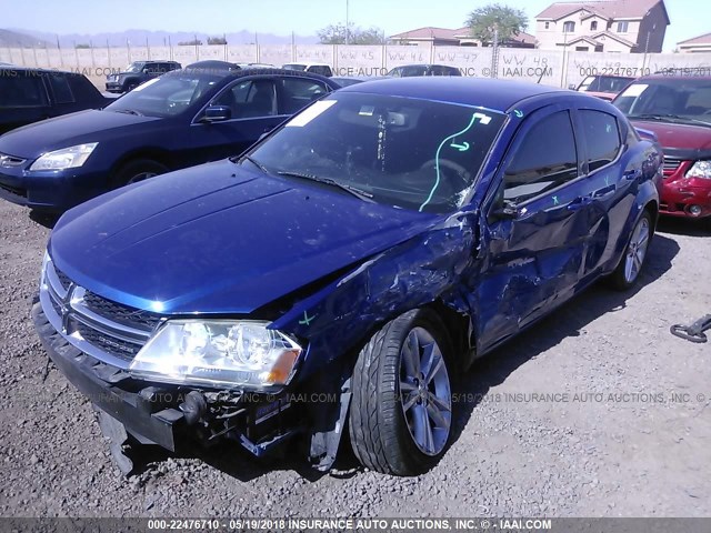 1C3CDZCB5CN183376 - 2012 DODGE AVENGER SXT BLUE photo 2