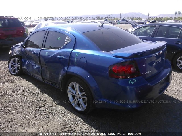 1C3CDZCB5CN183376 - 2012 DODGE AVENGER SXT BLUE photo 3