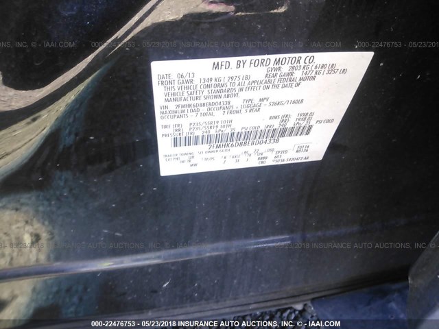 2FMHK6D88EBD04338 - 2014 FORD FLEX LIMITED BLACK photo 9