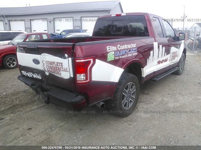1FTEX1EP6GFD39026 - 2016 FORD F150 SUPER CAB RED photo 4