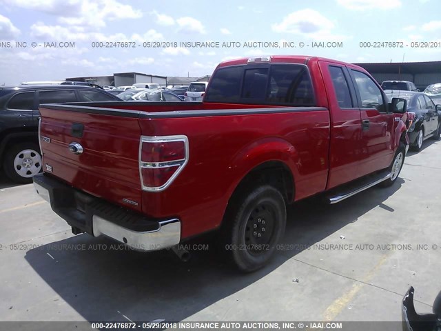 1FTEX1CM5BFD11333 - 2011 FORD F150 SUPER CAB RED photo 4