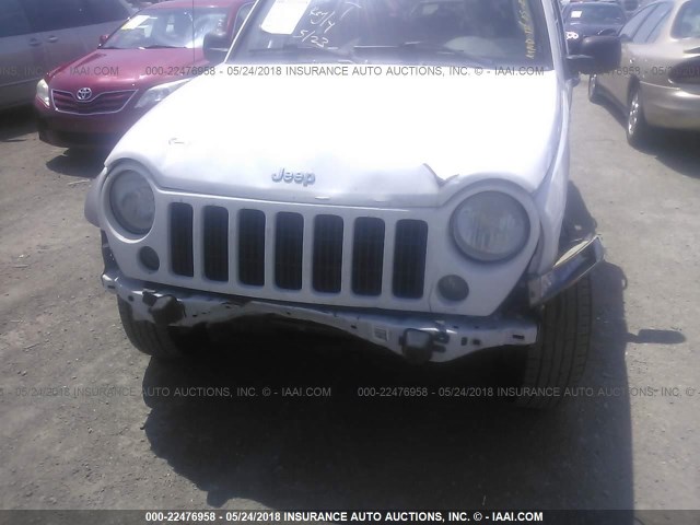 1J4GL48K57W696536 - 2007 JEEP LIBERTY SPORT WHITE photo 6