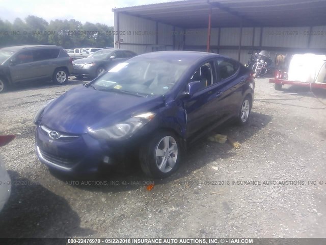 5NPDH4AE1DH321176 - 2013 HYUNDAI ELANTRA GLS/LIMITED BLUE photo 2